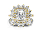 Yellow gold Cushion Cut Diamond Floral Double Halo Engagement Ring with Prong Setting_77