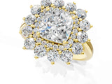 Yellow gold Cushion Cut Diamond Floral Double Halo Engagement Ring with Prong Setting_78