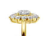Yellow gold Cushion Cut Diamond Floral Double Halo Engagement Ring with Prong Setting_82