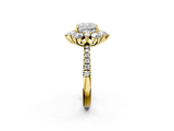 Yellow gold Cushion Cut Diamond Floral Halo Pave Band with Prong Setting_39