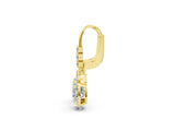 Yellow gold Cushion Cut Diamond Halo Drop Earrings with Multi-Stone Accent_25