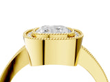 Yellow gold Cushion-Cut Diamond Halo Engagement Ring with Pave Band and Prong Setting_10