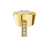 Yellow gold Cushion-Cut Diamond Halo Engagement Ring with Pave Band and Prong Setting_11