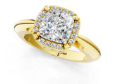 Yellow gold Cushion Cut Diamond Halo Engagement Ring with Split Shank and Four-Prong Setting_94