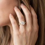 Yellow gold Cushion Cut Diamond Halo Engagement Ring with Twisted Split Shank Pavé Band_8