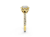 Yellow gold Cushion Cut Diamond Halo Pave Band with Four-Prong Setting_6
