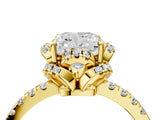 Yellow gold Cushion Cut Diamond Halo Pave Band with Four-Prong Setting_8