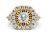 Yellow gold Cushion Cut Diamond Halo Ring with Pavé Band and Four-Prong Setting_41
