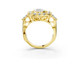 Yellow gold Cushion Cut Diamond Halo Ring with Pavé Band and Four-Prong Setting_44