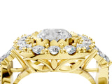 Yellow gold Cushion Cut Diamond Halo Ring with Pavé Band and Four-Prong Setting_45