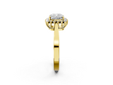 Yellow gold Cushion Cut Diamond Halo Ring with Round Brilliant Halo and Solitaire Band_105