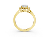 Yellow gold Cushion Cut Diamond Halo Ring with Round Brilliant Halo and Solitaire Band_106