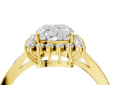Yellow gold Cushion Cut Diamond Halo Ring with Round Brilliant Halo and Solitaire Band_107