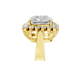 Yellow gold Cushion Cut Diamond Halo Ring with Round Brilliant Halo and Solitaire Band_108