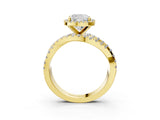 Yellow gold Cushion Cut Diamond Halo Ring with Round Split Shank and Prong Setting_39