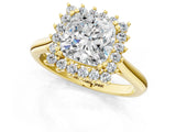 Yellow gold Cushion Cut Diamond Halo Ring with Solitaire Band and Prong Setting_68