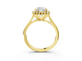 Yellow gold Cushion Cut Diamond Halo Ring with Solitaire Band and Prong Setting_70