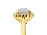 Yellow gold Cushion Cut Diamond Halo Ring with Solitaire Band and Prong Setting_72