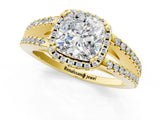 Yellow gold Cushion Cut Diamond Halo Split Shank Engagement Ring_40