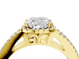 Yellow gold Cushion Cut Diamond Halo Split Shank Engagement Ring_43