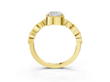 Yellow gold Cushion Cut Diamond Milgrain Marquise Band with Prong Setting_6