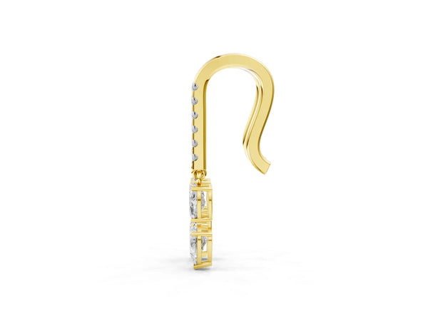 Yellow gold Cushion Cut Diamond Multi-Shape Drop Earrings