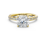 Yellow gold Cushion Cut Diamond Pavé Band Ring with Four-Prong Setting_52