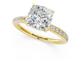 Yellow gold Cushion Cut Diamond Pavé Band Ring with Four-Prong Setting_53