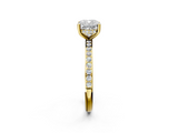 Yellow gold Cushion Cut Diamond Pavé Band Ring with Four-Prong Setting_54