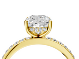 Yellow gold Cushion Cut Diamond Pavé Band Ring with Four-Prong Setting_56