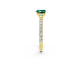 Yellow gold Cushion Cut Diamond Pavé Band Solitaire Ring with Prong Setting_2