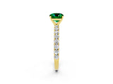 Yellow gold Cushion Cut Diamond Pavé Band Solitaire Ring with Prong Setting_2