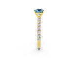 Yellow gold Cushion Cut Diamond Pavé Band Solitaire Ring with Prong Setting_2