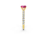 Yellow gold Cushion Cut Diamond Pavé Band Solitaire Ring with Prong Setting_2
