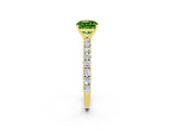 Yellow gold Cushion Cut Diamond Pavé Band Solitaire Ring with Prong Setting_2