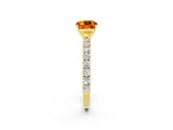 Yellow gold Cushion Cut Diamond Pavé Band Solitaire Ring with Prong Setting_2