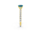 Yellow gold Cushion Cut Diamond Pavé Band Solitaire Ring with Prong Setting_2