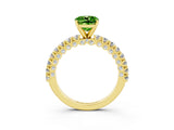 Yellow gold Cushion Cut Diamond Pavé Band Solitaire Ring with Prong Setting_3