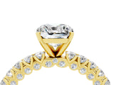 Yellow gold Cushion Cut Diamond Pavé Band Solitaire Ring with Prong Setting_4