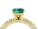 Yellow gold Cushion Cut Diamond Pavé Band Solitaire Ring with Prong Setting_4