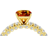 Yellow gold Cushion Cut Diamond Pavé Band Solitaire Ring with Prong Setting_4