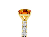 Yellow gold Cushion Cut Diamond Pavé Band Solitaire Ring with Prong Setting_5