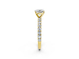 Yellow gold Cushion Cut Diamond Pavé Band Solitaire Ring with Prong Setting_95