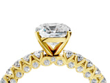 Yellow gold Cushion Cut Diamond Pavé Band Solitaire Ring with Prong Setting_97
