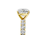 Yellow gold Cushion Cut Diamond Pavé Band Solitaire Ring with Prong Setting_98