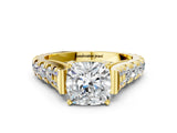 Yellow gold Cushion Cut Diamond Pavé Band Solitaire with Four-Prong Setting_16