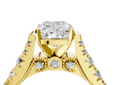 Yellow gold Cushion Cut Diamond Pavé Band Solitaire with Four-Prong Setting_20