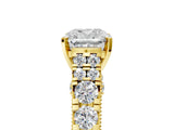 Yellow gold Cushion Cut Diamond Pavé Band Solitaire with Four-Prong Setting_21
