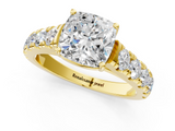 Yellow gold Cushion Cut Diamond Pavé Band Solitaire with Four-Prong Setting_26