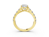 Yellow gold Cushion Cut Diamond Pavé Band Solitaire with Four-Prong Setting_28